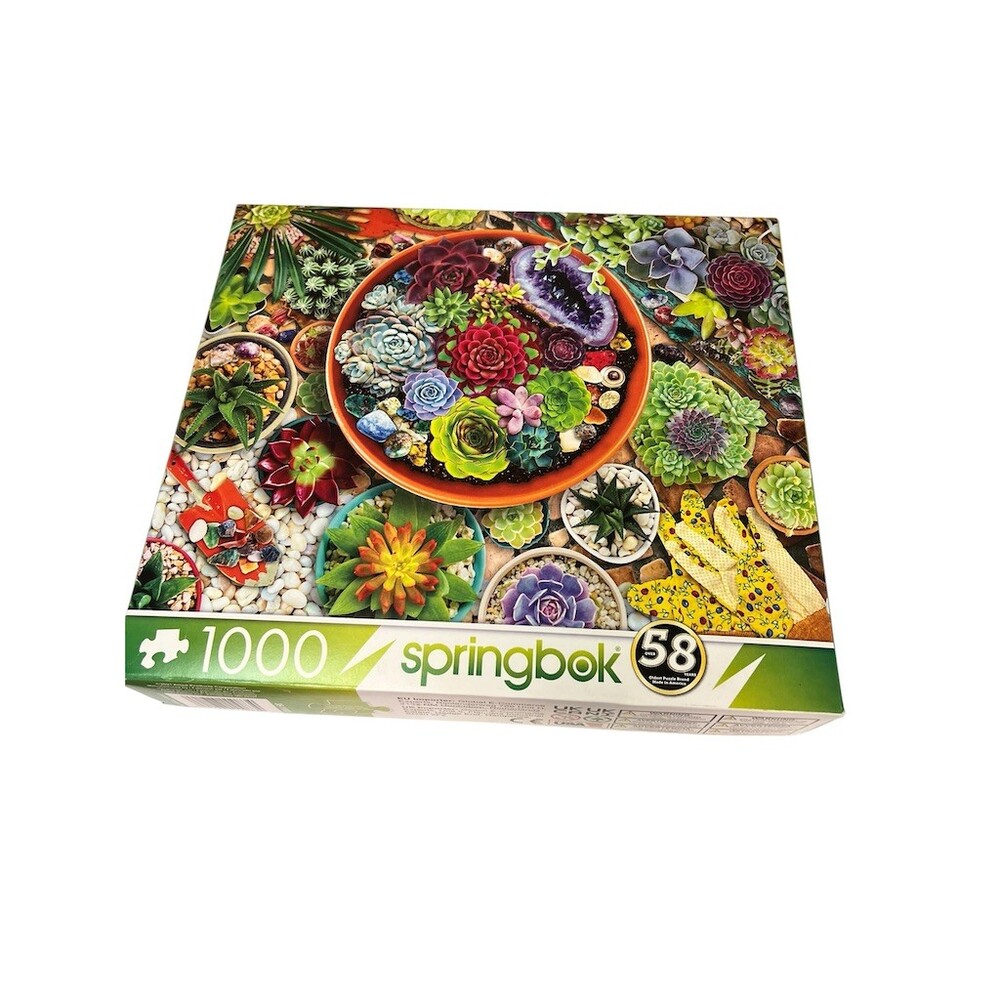 Springbok Succulent Garden 1000 Piece Jigsaw Puzzle Colorful Cactus Pots